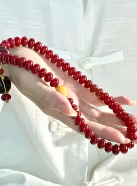 原生态红菩提根手串小锁男女款手链佛珠文玩菩提算盘珠双圈文玩