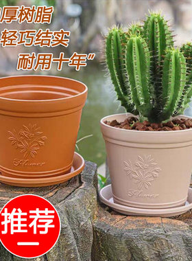 加厚树脂仿陶土风浮雕花朵盆透气