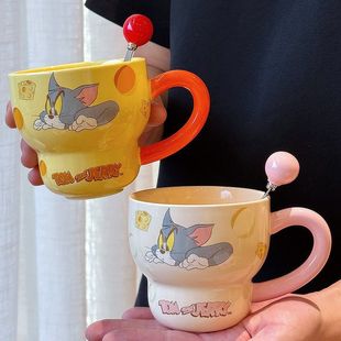 生日礼物猫和老鼠杯子女生可爱咖啡杯高颜值家用水杯办公室早餐杯