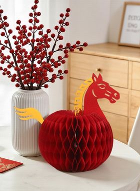 新年立体蜂窝灯笼摆件装饰品挂件挂饰2026马年年味春节过年布置