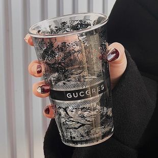 茶马古道玻璃杯男生国风杯 霸王牛奶杯带水杯家用茶姬翻口杯情侣款