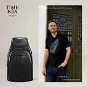 TIMEBOX 环保鞣制荔枝纹头层牛皮磁吸扣大容量防水机车多功能怀旧复古户外斜跨单肩背包