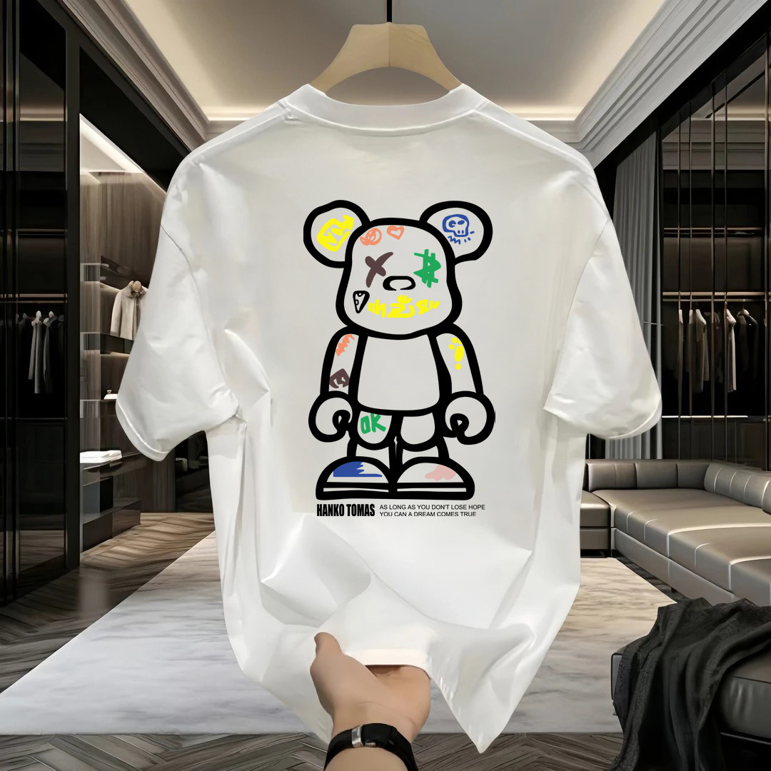 特大码男装美式高街潮牌暴力熊短袖t恤男2025新款夏季宽松上衣服,男装,大码上装,淘宝优惠券,粉丝福利购,淘宝优惠卷