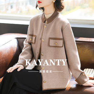KAYANTY春秋洋气小香风毛呢外套时尚 气质中老年人女秋季 针织开衫