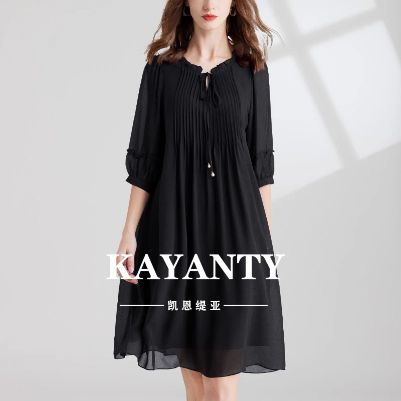 KAYANTY欧美高端品质大码女装夏款胖mm宽松显瘦遮肚子雪纺连衣裙