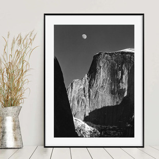 安塞尔·亚当斯ansel_adams经典黑白摄影装饰画风景宾馆客厅壁画
