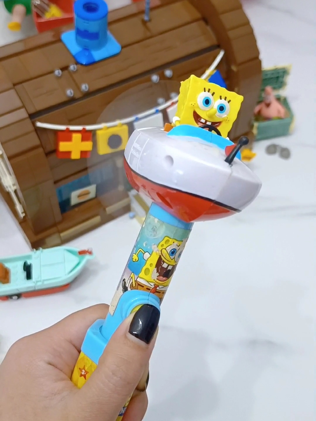 正版老货绝版海绵宝宝可爱卡通动漫手持小风扇摆件玩具周边