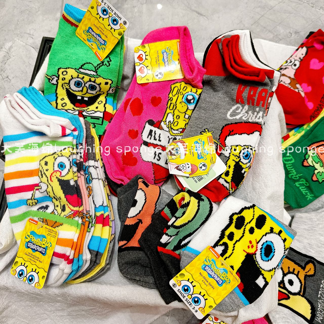 正版海绵宝宝派大星珊迪章鱼哥新款可爱卡通动漫船袜短袜潮袜周边