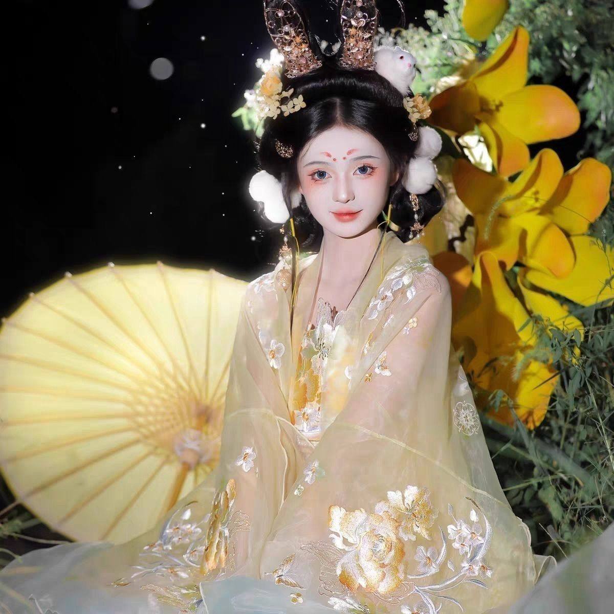 原创重工刺绣齐胸诃子大袖汉服婵娟仙气唐制春夏超仙绣花套装新款,女装/女士精品,汉服套装,淘宝优惠券,粉丝福利购,淘宝优惠卷