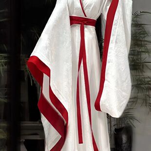 古风魏晋南北朝齐腰裙套装 秋款 夏 汉服女古装 白色战国袍花间令同款