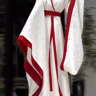 古风魏晋南北朝齐腰裙套装 秋款 夏 汉服女古装 白色战国袍花间令同款