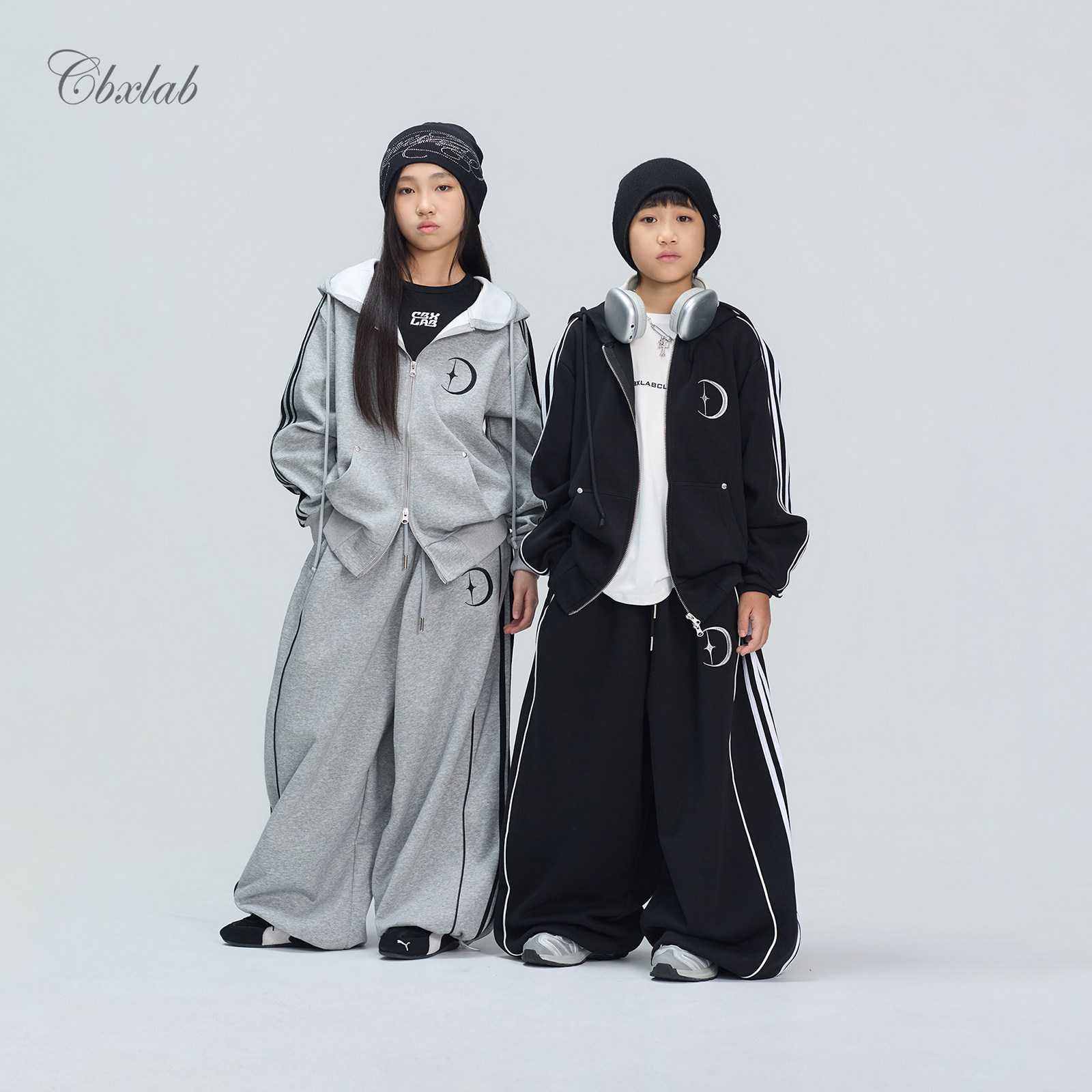 CBXLAB儿童街舞潮牌星月三杠哥特宽松运动套装美式街头跳舞hiphop