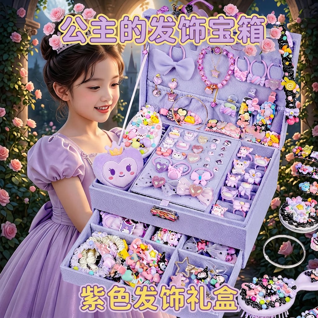 公主风发饰套装多层收纳首饰盒10