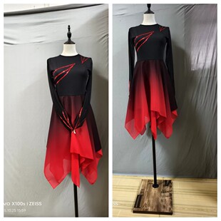 红色之恋当代舞演出服连衣裙现代舞蹈裙子女子群舞表演服装