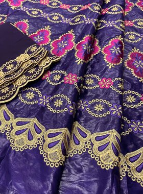 5+2码 新款宽幅高质量全棉绣花非洲民族风服饰布料bazin cotton