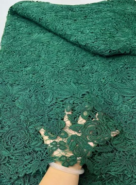 新款非洲水溶绣花布精美刺绣蕾丝面料连衣裙5yards African lace