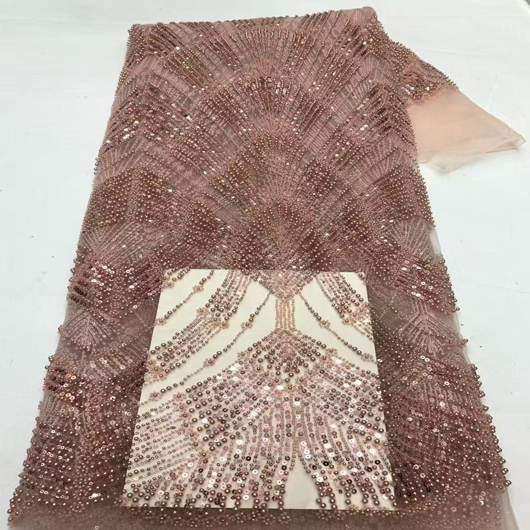 精美重工3厘米珠大小泡珠线性几何网纱布料婚纱礼服舞台服面料