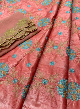 新款外贸宽幅高质量全棉绣花非洲民族风服饰布料 bazin cotton