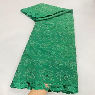 烫钻刺绣棉布布料网纱布礼服婚纱面料5码 跨境外贸新款 厂家直销