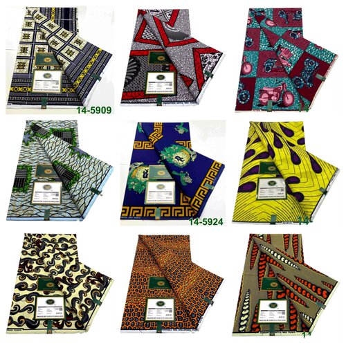 非洲蜡染布料100%纯棉印花面料多色服装布料6yards African wax