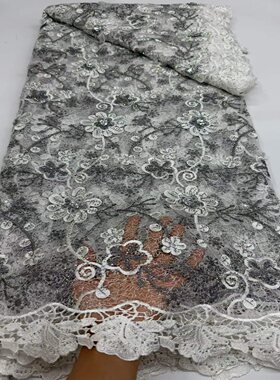 水溶蕾丝立体刺绣加钻花边面料婚纱礼服连衣裙服装布料lace
