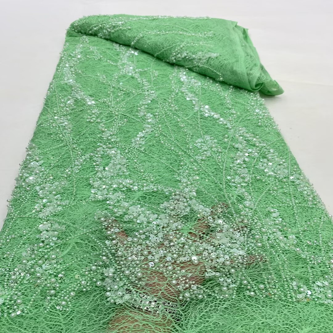 新款蕾丝底骨绳大小泡珠花边女装连衣裙礼服婚纱欧美非洲面料lace