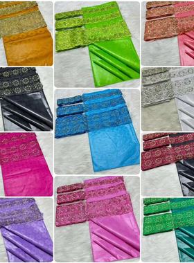 跨境外贸多色5码巴赞布+花边非洲民族特色服装bazin riche fabric