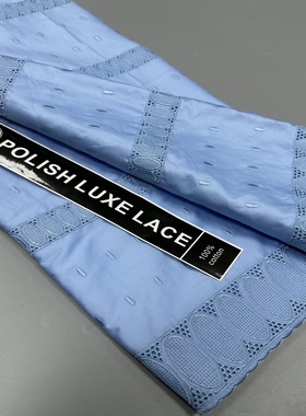 New design 100%cotton polish luxe lace 5yards 纯棉贡缎面料