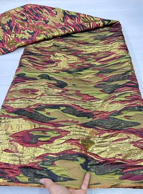 新款烫金迷彩提花面料金属丝织金女装连衣裙布料brocade jacquard