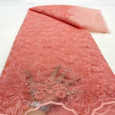 新款毛毛绳亮片绣蕾丝面料网纱刺绣婚纱礼服服装辅料lace fabric