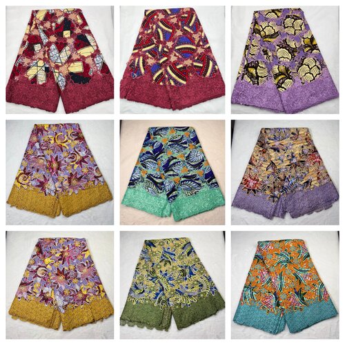 新款非洲洒金蜡染立体绣贴花布料Latest 3D appliqué wax 5yards