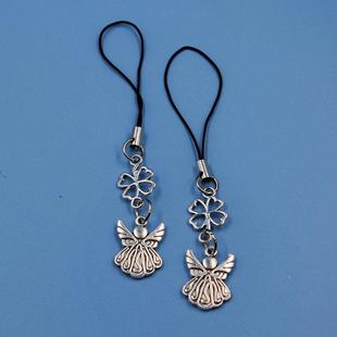 DIY手作复古天使四叶草手机挂链 钥匙扣挂件 手工滴胶扎痛包材料