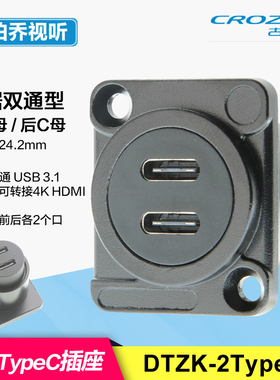 DTZK-2TypeC双口高速USB3.1双通对接D型插座机柜面板安装24芯全通