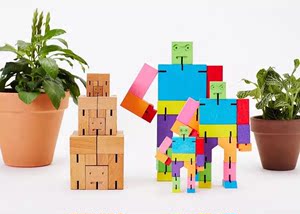 Areaware榉积木Cubebot变形彩虹机器人益智儿童魔方玩具生日礼物