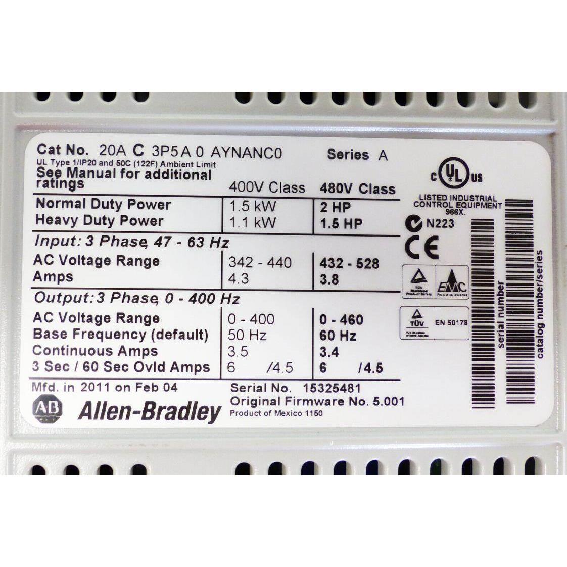 AB 全新变频器20AC3P5A0AYNANC0 欢迎询价议价