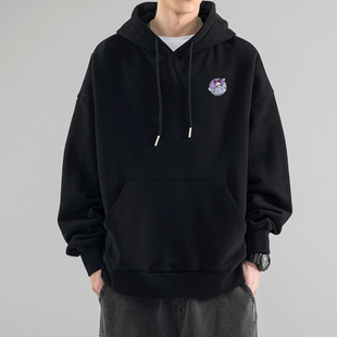 韩版卫衣男女款连帽美式复古潮牌纯棉秋冬季加绒加厚情侣款外套衫