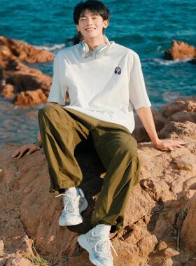 白色短袖男2025新款夏季宽松白色纯棉内搭t恤美式重磅上衣潮