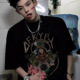 潮牌美式 暗黑印花纯棉短袖 t恤男生夏宽松oversize重磅上衣TEE