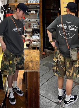 深灰色后背印花短袖t恤男生2025新款夏季纯棉美式青少年潮牌上衣