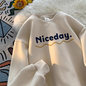 美式 宽松圆领外套 重磅上衣服字母印花潮牌大码 复古卫衣男款 秋冬季