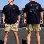 黑色美式 上衣服 青少年潮牌高街半袖 重磅纯棉t恤男生短袖 宽松夏季