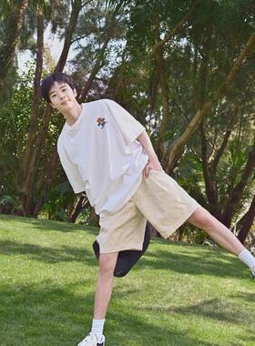 白色纯棉短袖t恤男2025春新款内搭宽松潮牌上衣245g重磅夏季半袖