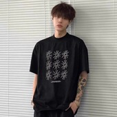 t恤男士 宽松国潮美式 高街半袖 245g纯棉重磅短袖 夏季 黑色圆领上衣