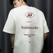 t恤男生夏季 国潮牌美式 高街字母印花短袖 宽松纯棉重磅上衣TEE