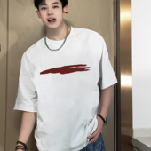 t恤男夏季 潮牌美式 高街oversize印花短袖 纯棉重磅宽松上衣TEE