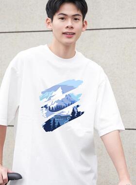 短袖t恤男夏季宽松白色纯棉内搭体恤半袖宽松美式重磅上衣潮牌