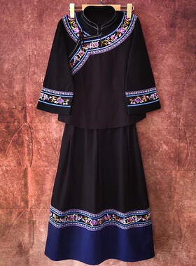 布依族服装少数民族服装女装贵州2323新款套装土布民族风两件套