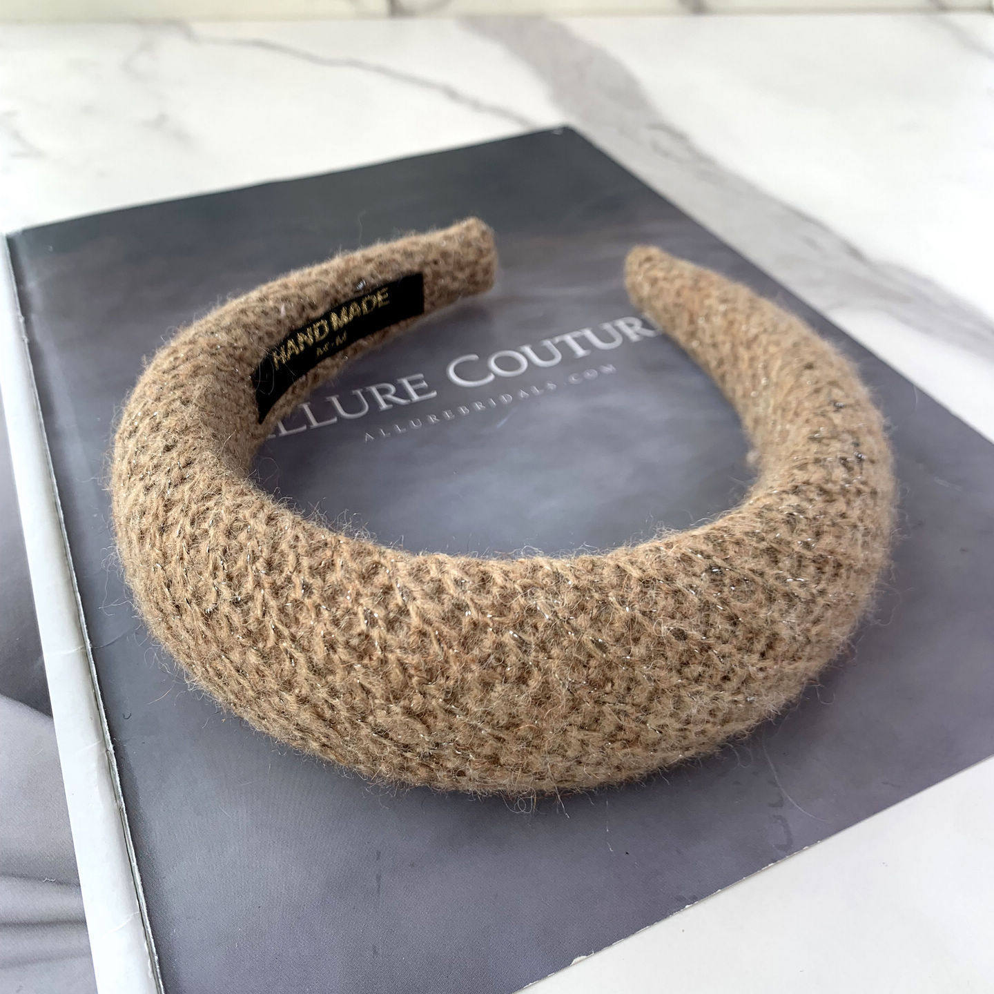 复古洋气细闪羊毛线高颅顶发箍