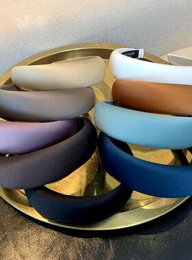 韩国进口头饰网红气质百搭简约纯色亚光宽发箍高颅顶厚海绵头箍女