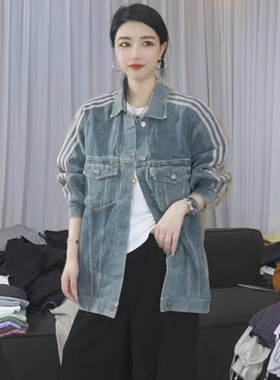 慧慧来自星星女装店 68805新款拼接假两件洋气条杠牛仔外套QUAAA